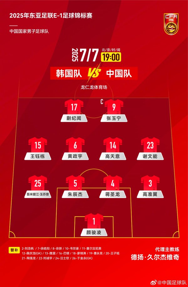 442！国足官方阵形  图：蒯纪闻张玉宁双前场球员，黄政宇高天意双后腰