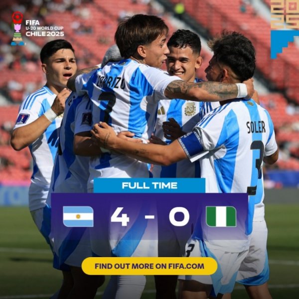 阿根廷4-0大胜尼日利亚晋级下一轮  世青赛8强，下轮将对阵墨西哥