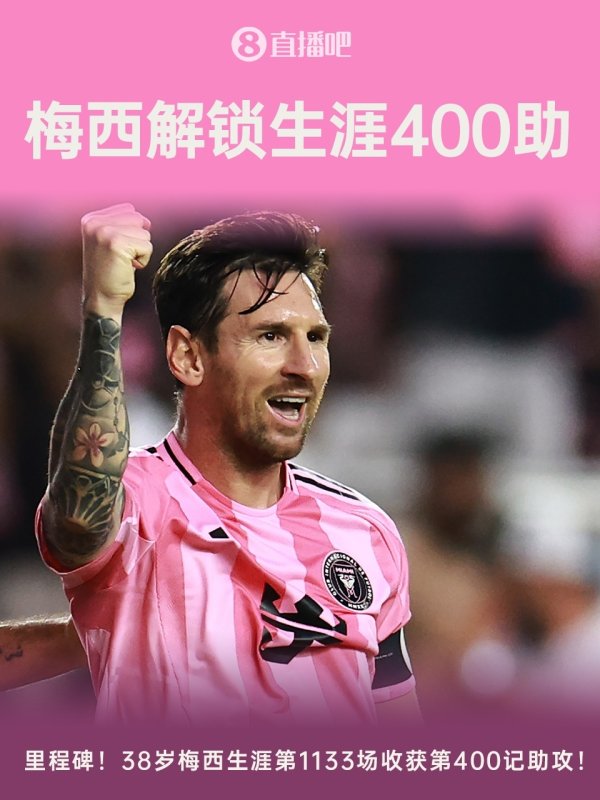 里程碑！38岁梅西解锁生涯400助，1133场赛事  收获400记助功  ！