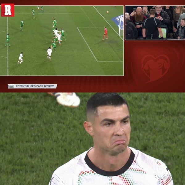 国家队生涯首次染红！C罗肘击被罚下，吃到职业生涯第13张驱逐